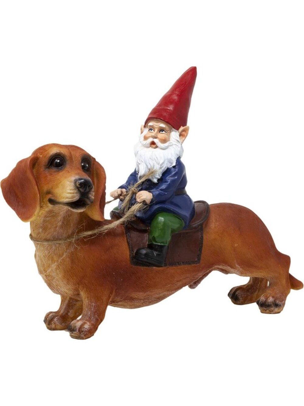 Whimsical Gnome & Dachshund Garden Statue - Indoor/Outdoor Dog Decor for Patio